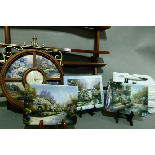 71 - Seven Thomas Kinkade Lamplight Village Collection plates, oblong, five with certificates, together w... 