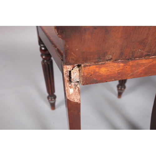 101 - A Victorian mahogany hall chair with panelled cartouche shaped back, the serpentine bordered seat ab... 