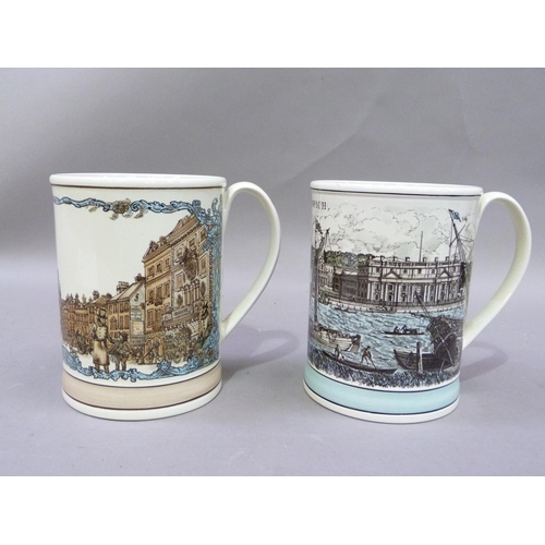 3 - A pair of limited edition Shand Kydd pottery mugs, printed with a view of Greenwich and of St Pauls,... 