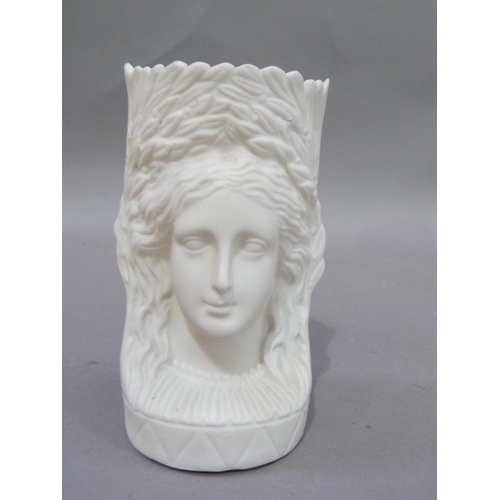 4 - A 19th Century Parian double headed mug moulded as a female with long flowing tresses and a crown of... 