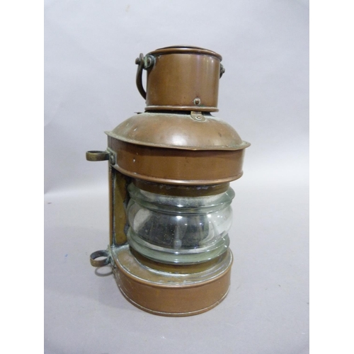 44 - A copper ship's lantern, 28.5cm high