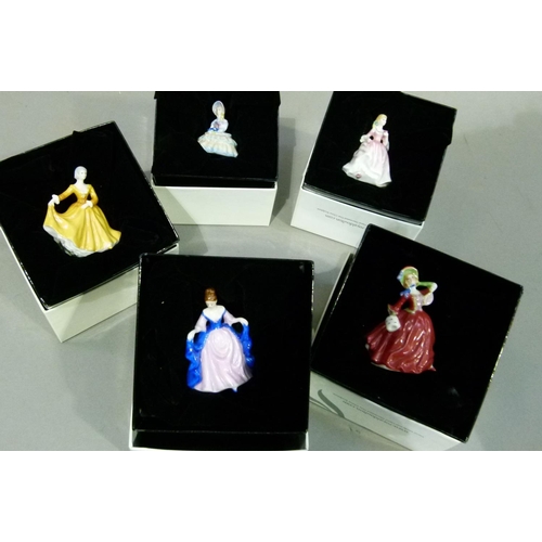 63 - Five Royal Doulton miniature ladies including Autumn, Daydreams, Sara, Kirsty and Nicola, all boxed