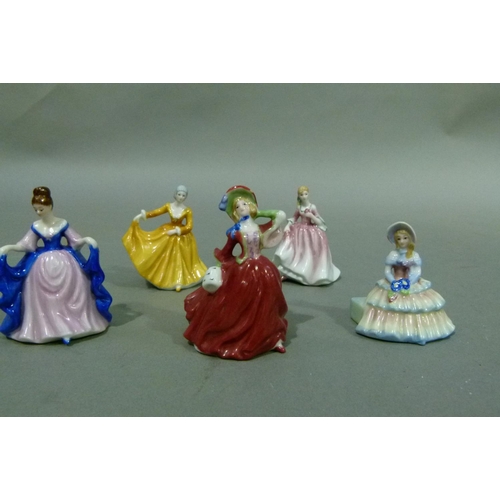 63 - Five Royal Doulton miniature ladies including Autumn, Daydreams, Sara, Kirsty and Nicola, all boxed