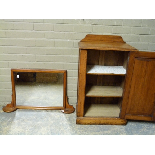 136 - A late 19th century walnut single door cupboard, 58cm wide x 98cm high x 38cm deep, together with a ... 