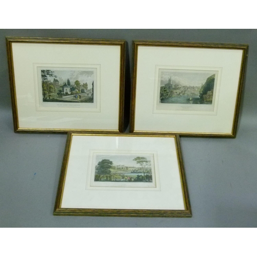 180 - A set of three hand tinted engravings after Rogers after Whitock, The New Sulphur Spring Harrogate, ... 