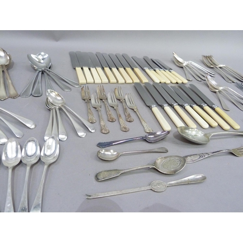 185 - A large selection of silver plate and bone handled cutlery