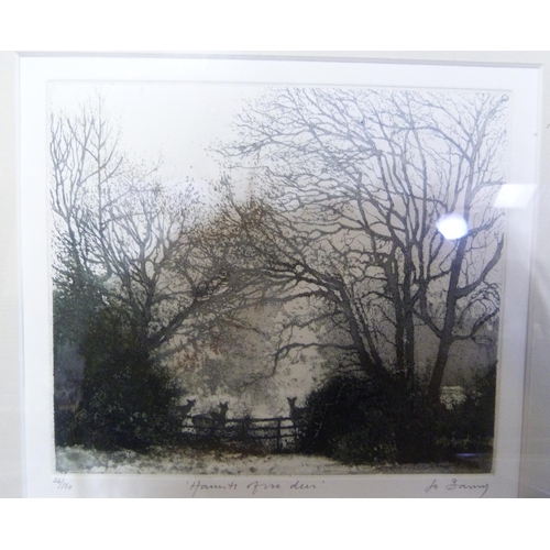 249 - By and after Joe Barry, Haunts of Roe Deer, 26/150, monochrome etching, titled and signed in pencil ... 