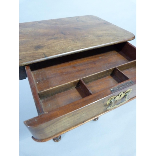 267 - A C19th mahogany work table, rectangular with drawer to the apron on a later square tapered column a... 