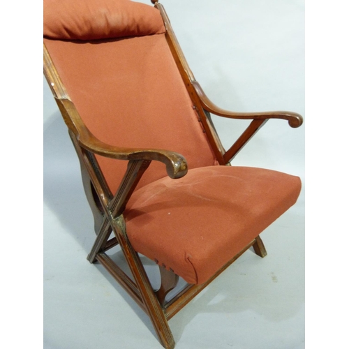 280 - A 19th century and later chair with moulded frame upholstered back and pad seat