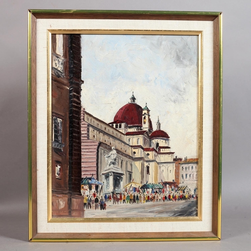 158 - Barnett, Cliff, 20th century, ARR, Italian street scene with market , oil on board, signed and dated... 