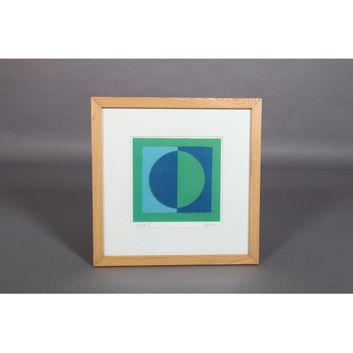 159 - Roy Speltz (American b.1948), Eclipse II, green and blue abstract silk screen, signed and titled in ... 