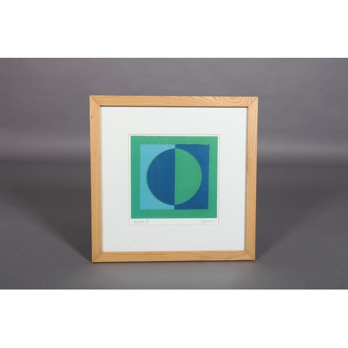 159 - Roy Speltz (American b.1948), Eclipse II, green and blue abstract silk screen, signed and titled in ... 