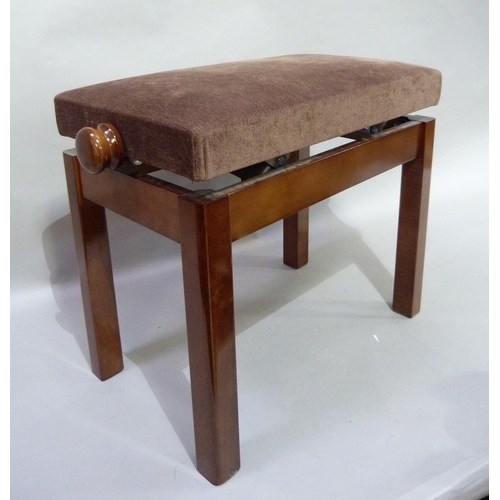 306 - A modern adjustable piano stool with upholstered seat on square legs