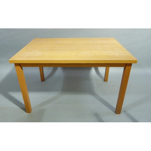 336 - A beech rectangular table on square legs, 120x80cm