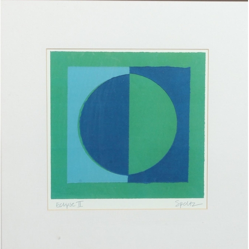 159 - Roy Speltz (American b.1948), Eclipse II, green and blue abstract silk screen, signed and titled in ... 