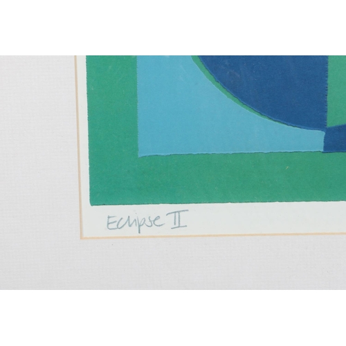 159 - Roy Speltz (American b.1948), Eclipse II, green and blue abstract silk screen, signed and titled in ... 