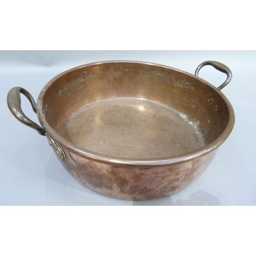 51 - A two handled copper stock pan 49cm over handles