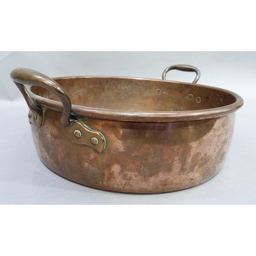 51 - A two handled copper stock pan 49cm over handles