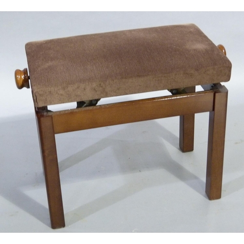 306 - A modern adjustable piano stool with upholstered seat on square legs