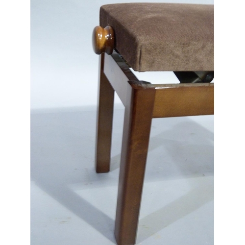 306 - A modern adjustable piano stool with upholstered seat on square legs