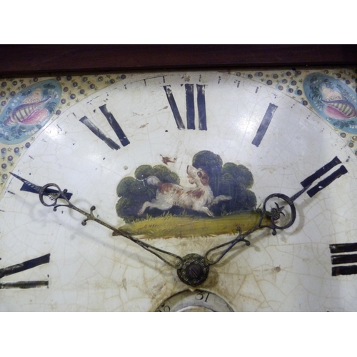 327 - A C19th oak and mahogany banded longcase clock having a broken swan neck pediment above a square pai... 