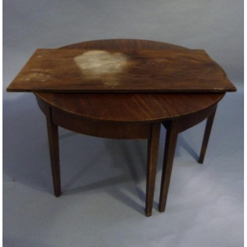 288 - A 19th century mahogany D end dining table on square tapered legs with leaf 195cm x 125cm