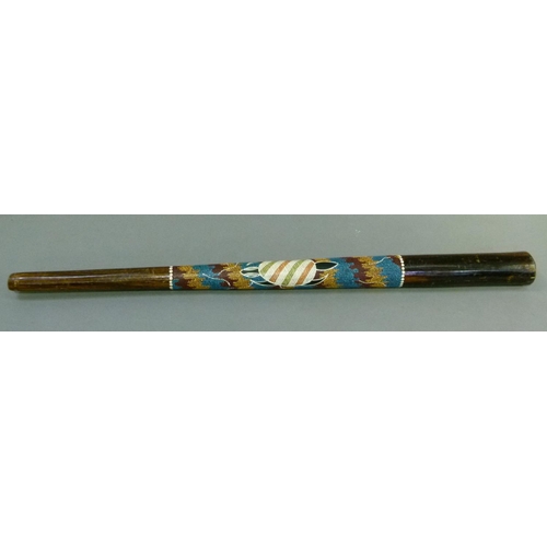 64 - An Australian didgeridoo, the centre section of painted turtle decoration