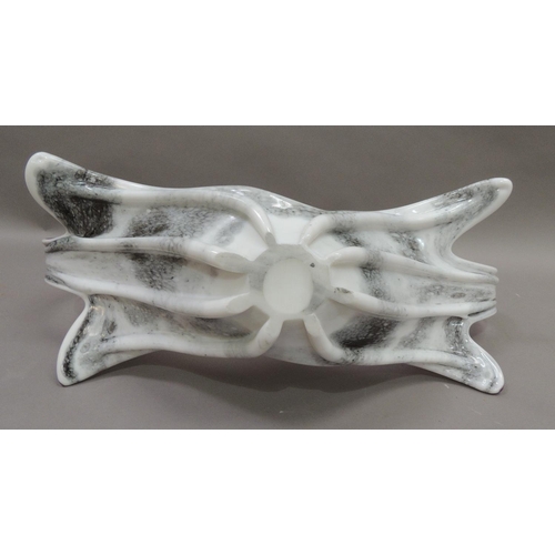1 - A vintage glass dish in Murano style with free form bowl with over sailing ends the underside with f... 