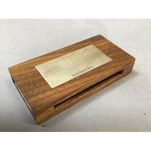 5 - A David Linley matchbox case, inset with a silver plaque and containing a box of Linley matches, unu... 