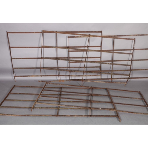 180 - Four cast iron five-bar estate railings and one with four bars, approximately 183cm wide x 106cm hig... 