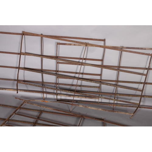 180 - Four cast iron five-bar estate railings and one with four bars, approximately 183cm wide x 106cm hig... 
