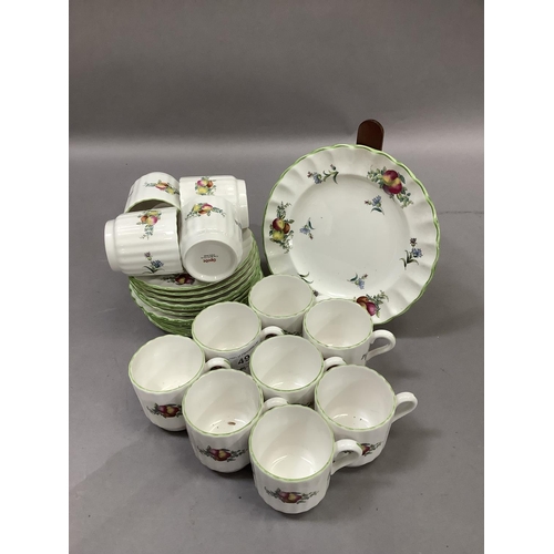 49 - A set of Spode fruit decorated cups and saucers and bread and butter plate.