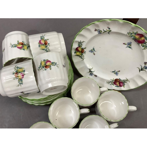 49 - A set of Spode fruit decorated cups and saucers and bread and butter plate.