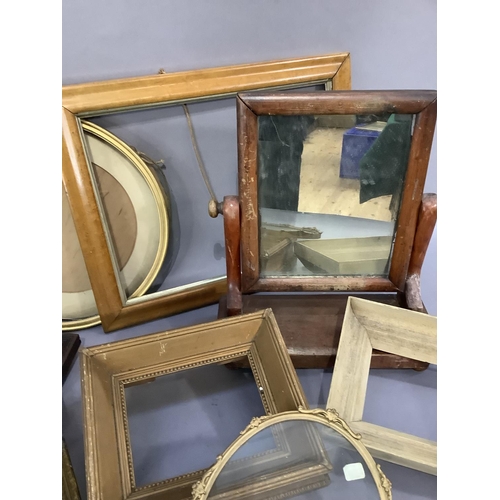 90 - A quantity of Victorian and later picture frames together with a Victorian toilet mirror