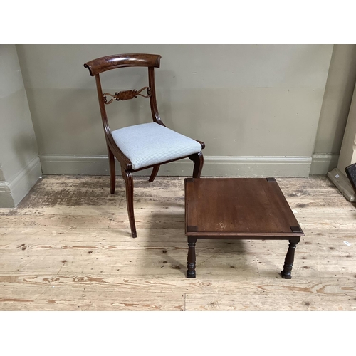 163 - A 19th century mahogany single chair having a bar back, pierced tablet tie rail, upholstered seat an... 