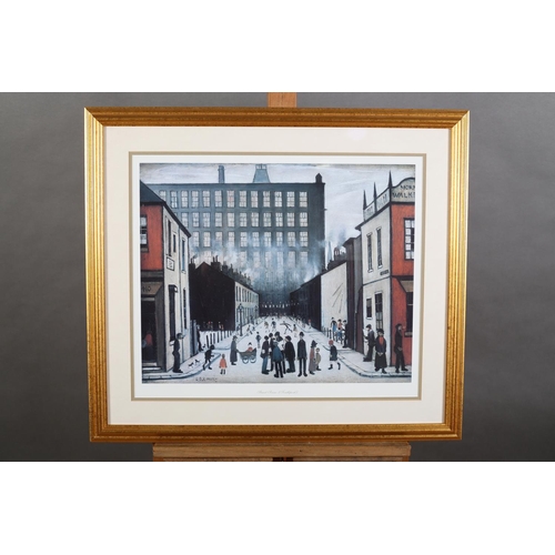 391 - After Laurence Stephen Lowry (1886-1976), street scene (Southport), colour reproduction, unsigned, 4... 