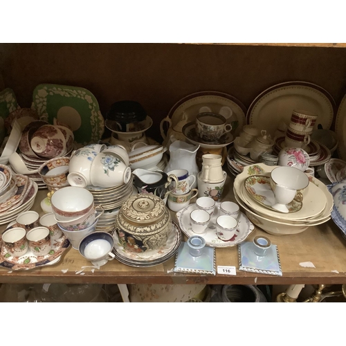 116 - A mixed selection of tea ware, tureens, meat dishes, cups and saucers, egg sets, trinkets etc