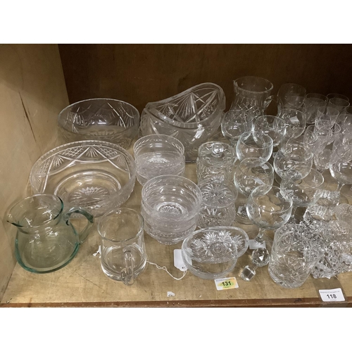 118 - A set of twelve cut glass hock glasses in original packaging together with cut and plain glass desse... 