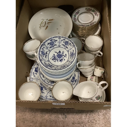 129 - A collection of mixed teaware including Indian Tree, blue and white ware etc