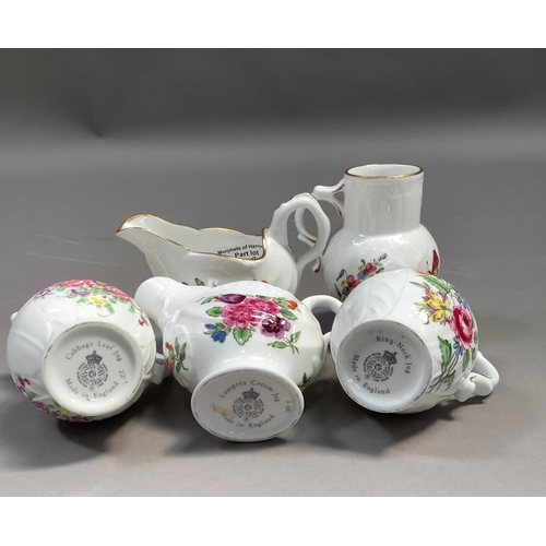 17 - Five Royal Worcester jugs of various antique shapes including Lamprey, Ring-Neck, Cabbage Leaf (5)