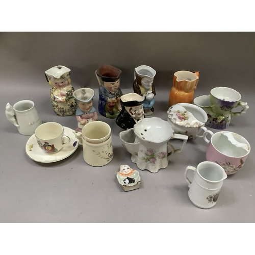 249 - Toby jugs, shaving and moustache mugs, 'curly locks' cup and saucer etc