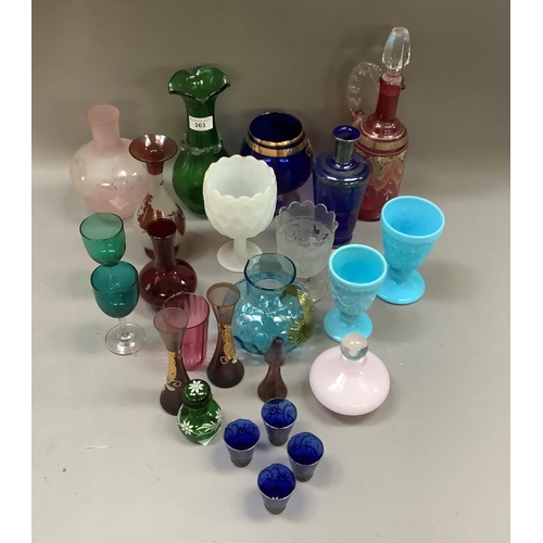 263 - A collection of Victorian and later coloured glass