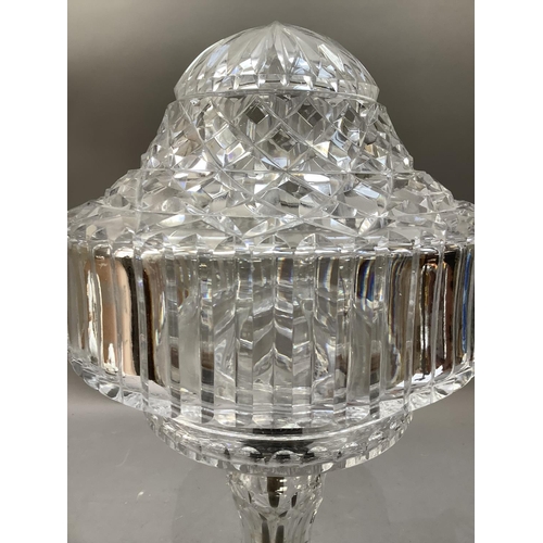 291 - A cut glass table lamp and base, 43cm high