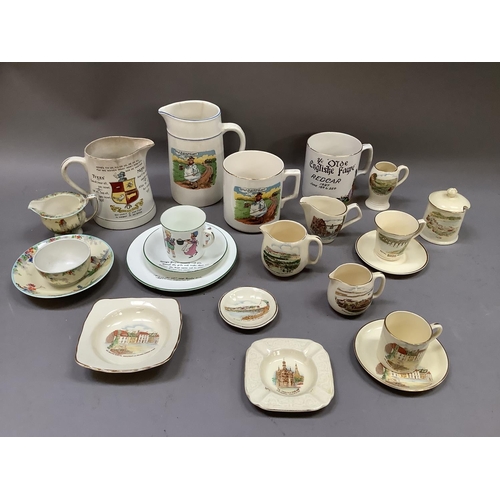 347 - A collection of printed motto ware including cups, saucers and tea plates, Ye Old English Fayre Redc... 