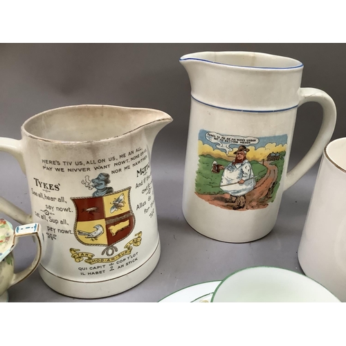 347 - A collection of printed motto ware including cups, saucers and tea plates, Ye Old English Fayre Redc... 