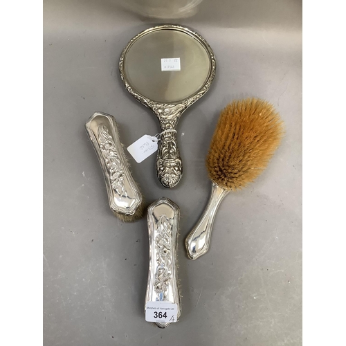 364 - A pair of Edward VII silver backed clothes brushes and a matching hair brush, Birmingham 1904, toget... 