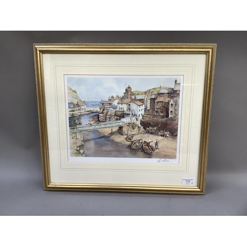 399 - Sturgeon, colour print of Staithes, signed in pencil to the margin together with a limited edition p... 