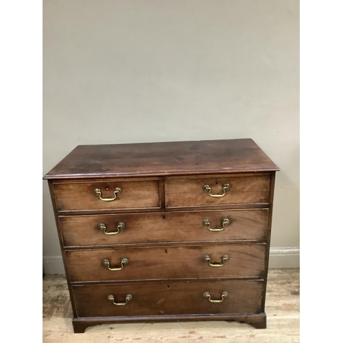 427 - A Victorian mahogany chest with two short and three long drawers on bracket feet, 110cm wide x 96cm ... 