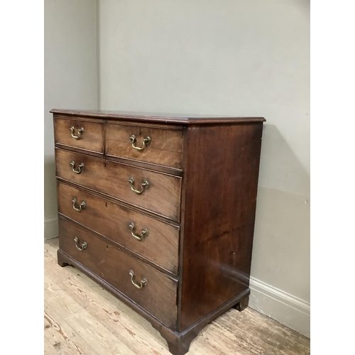 427 - A Victorian mahogany chest with two short and three long drawers on bracket feet, 110cm wide x 96cm ... 