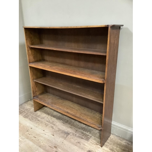 438 - A set of oak open bookshelves of four tiers, 119cm wide x 123cm high